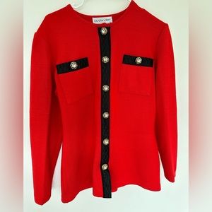 Outlander women's wool blend button up knit cardigan sweater red vintage sz M